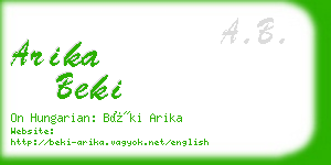 arika beki business card